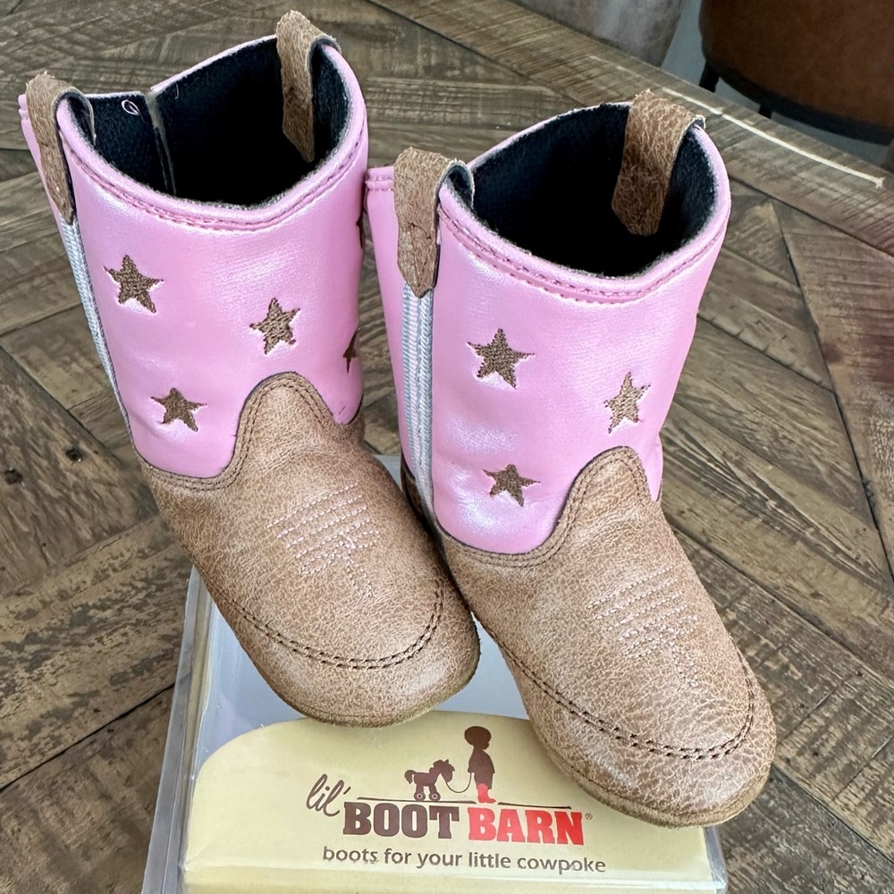 Boot Barn Pink and Tan Kids Cowboy Boots
